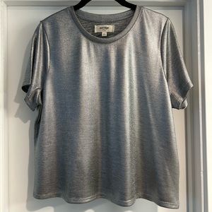 Anthropologie Porridge Shine Glam Tee, Silver, Sz L